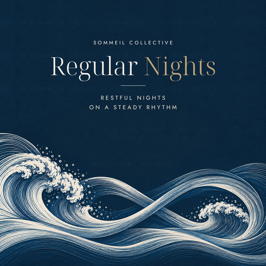 Regular Nights: restful nights on a steady rhythm, with an infinity wave on a night sky